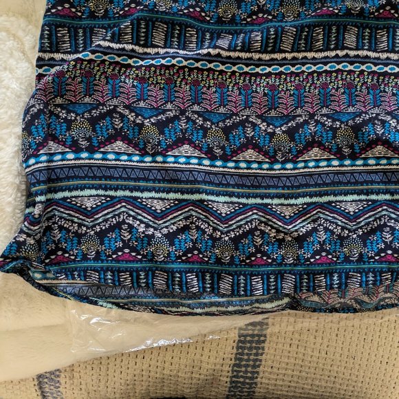 Elodie sleeveless teal-blue-black-magenta geometric scoop-neck tank top Sz M-L - Picture 8 of 11